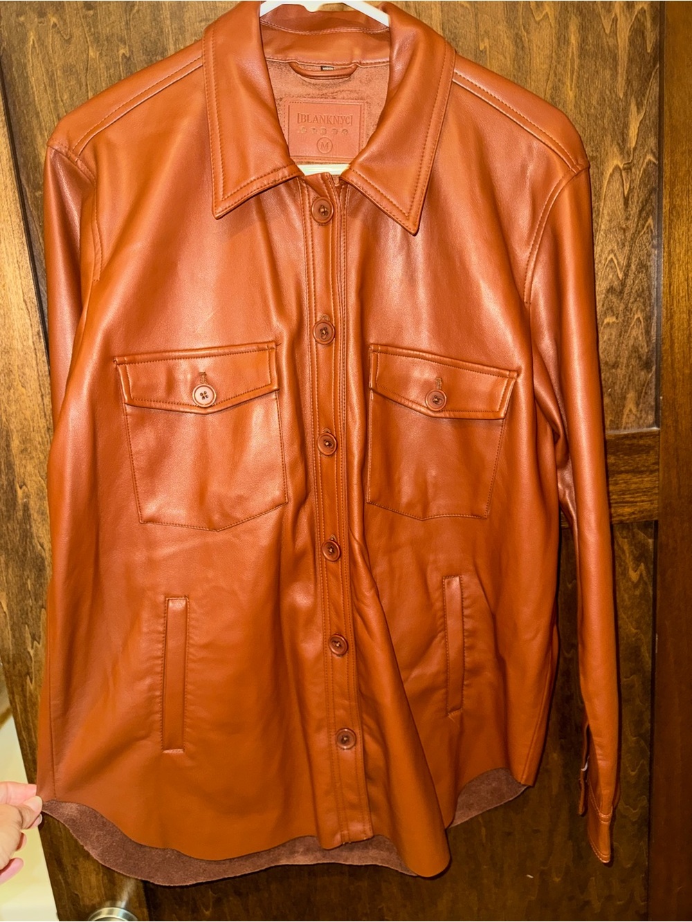 Blank NYC Women’s Chestnut Brown Vegan Leather-Look Shacket